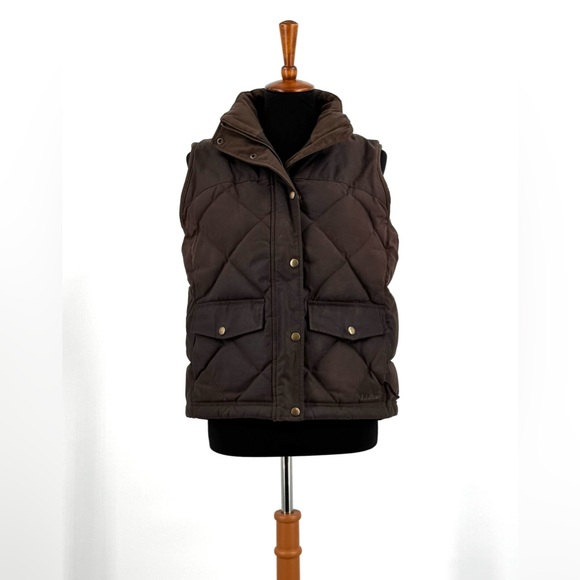 L.L.Bean Brown Quilted Waxed Cotton Goose Down Vest Size M - Picture 15 of 15